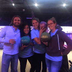 Her bowling team won the league championship—Scored over 600 pins as a team in the final game!